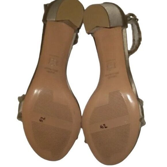 Stuart Weitzman Tan Satin Evening Sandals - Picture 6 of 6